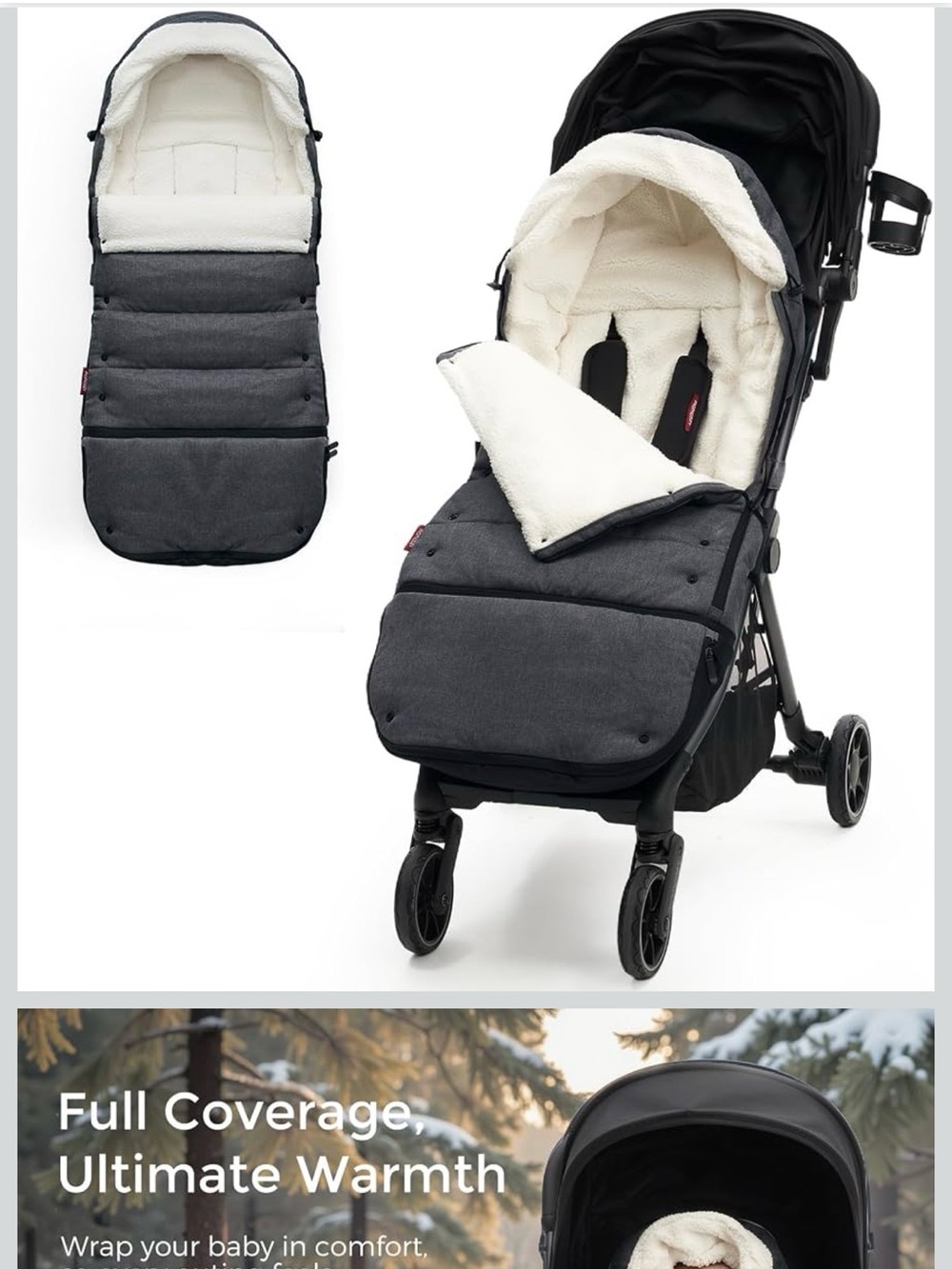 Momcozy Universal Plush Lined Footmuff for Strollers – Dark Gray